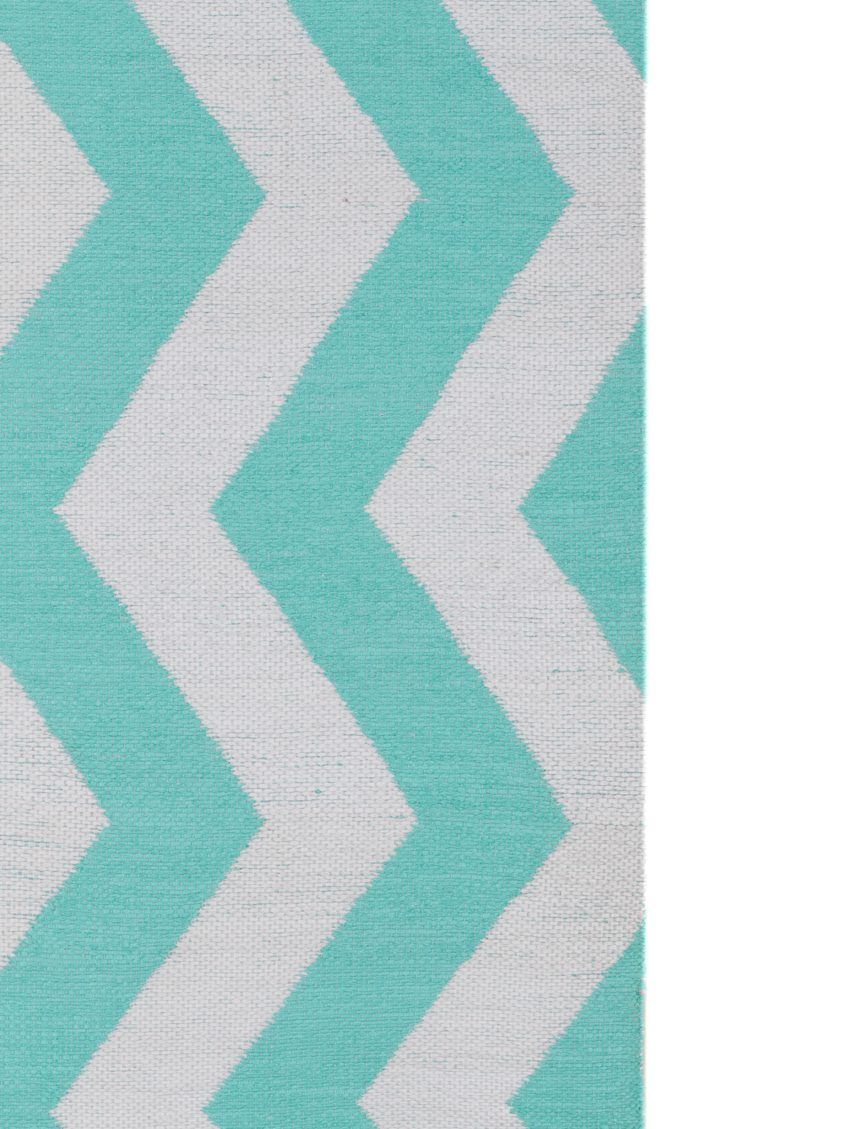 OUTDOOR ZIGZAG CREMA & TURQUESA 120X180