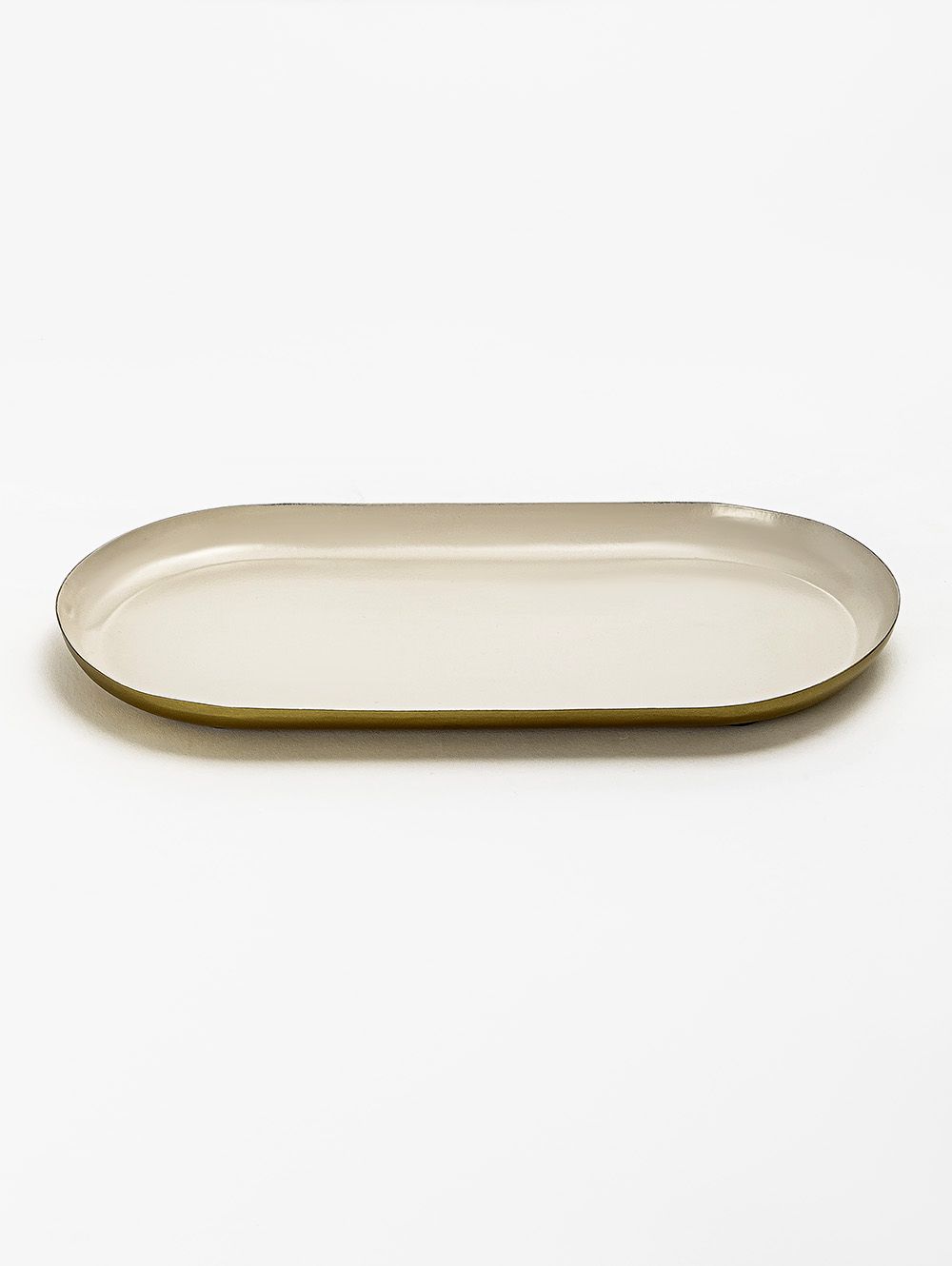 BANDEJA OVALADA INDORE BLANCO Y DORADO SMALL
