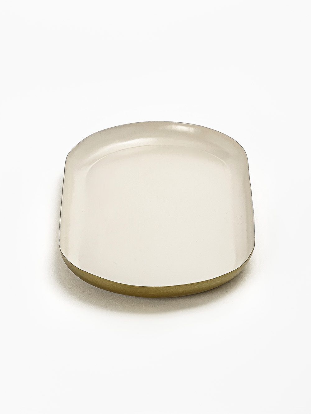 BANDEJA OVALADA INDORE BLANCO Y DORADO SMALL