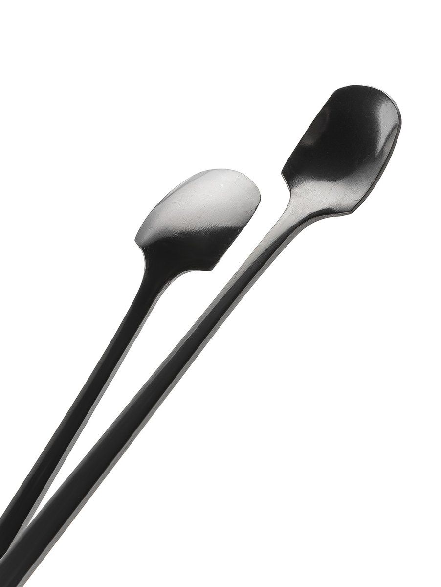 SET X 6 CUCHARAS DE ACERO NEGRO DISEÑO PALA 17CM