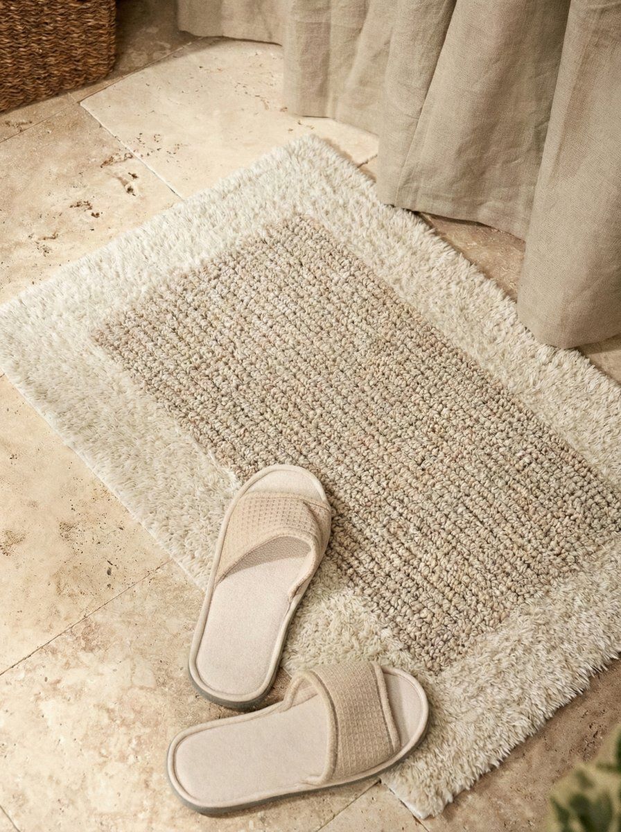 ALFOMBRA DE BAÑO REVERSIBLE OHIO BEIGE 70 X50