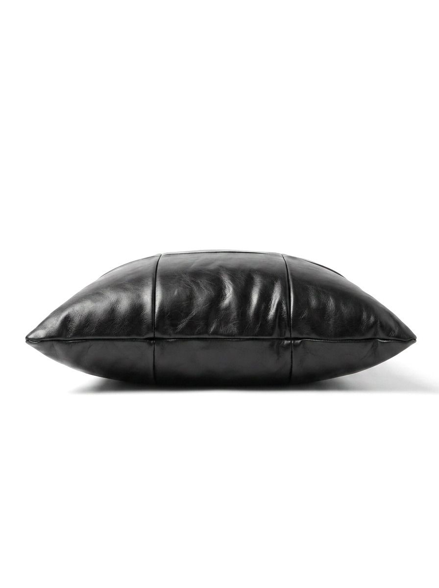 ALMOHADON CUERO 100% NATURAL CUADRANTES 45 X 45 NEGRO