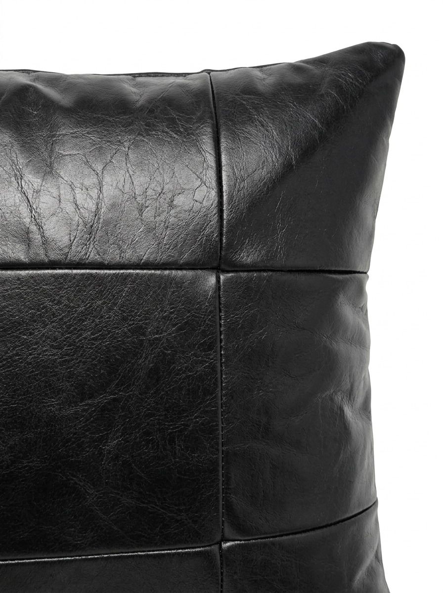 ALMOHADON CUERO 100% NATURAL CUADRANTES 45 X 45 NEGRO
