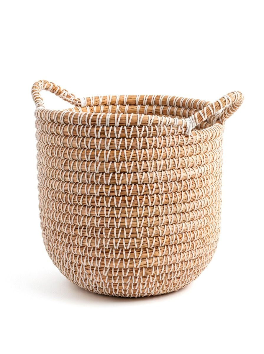 CANASTO ANIKA NATURAL & WHITE L